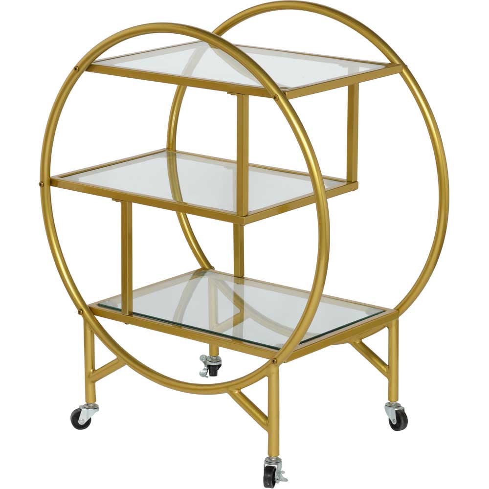 Harry Christian Home Art Deco Gold Circular Drinks Trolley