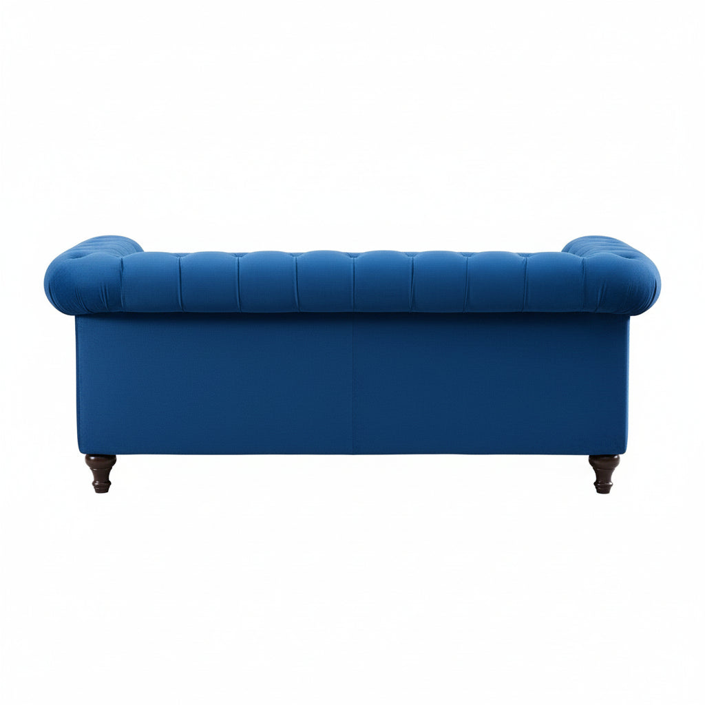 Blue Velvet Upholstered 2 Seater Chesterfield Sofa