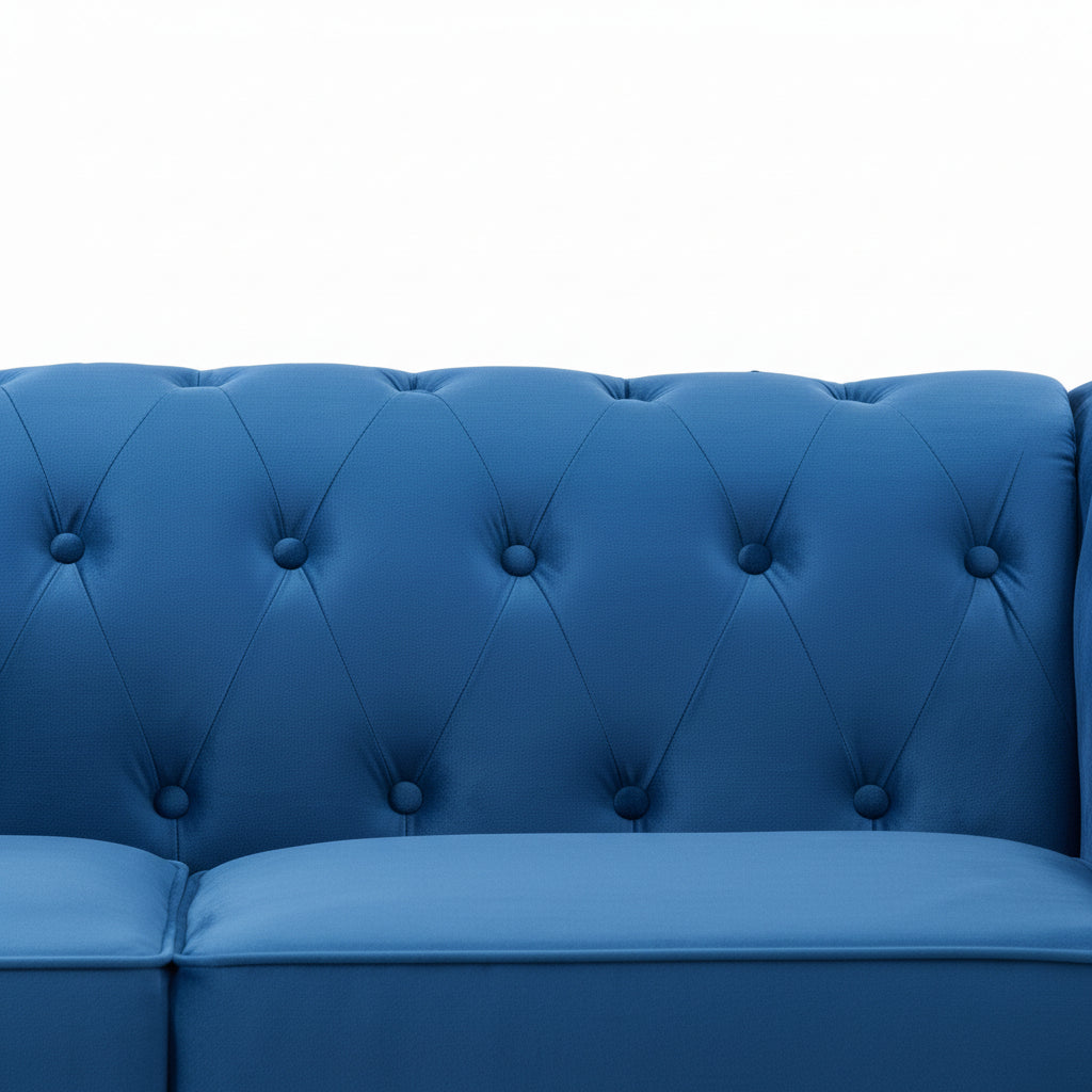 Blue Velvet Upholstered 3 Seater Chesterfield Sofa