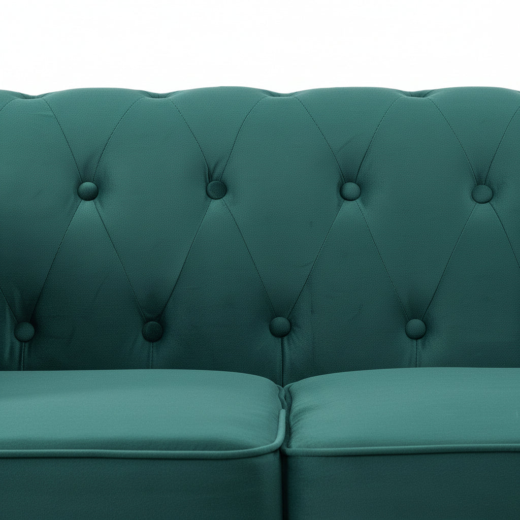Green Velvet Upholstered 2 Seater Chesterfield Sofa