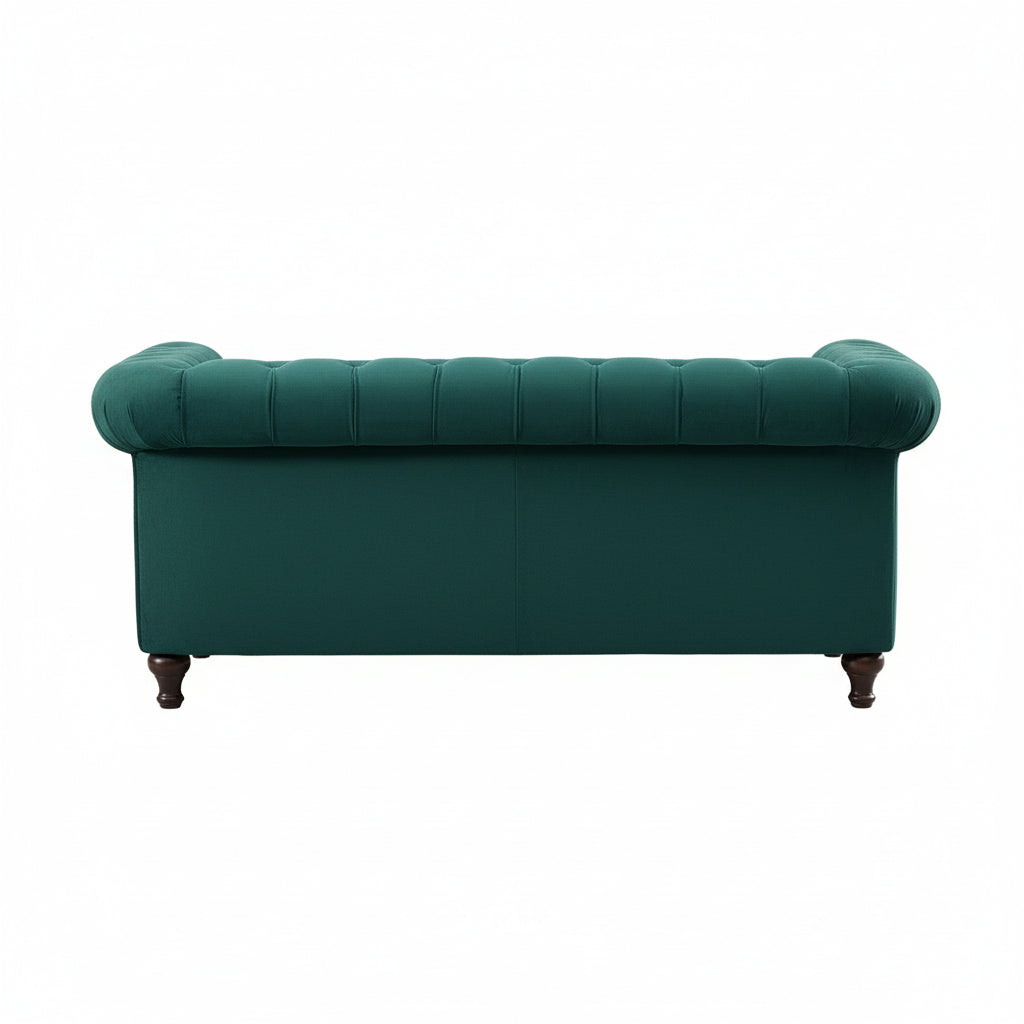 Green Velvet Upholstered 2 Seater Chesterfield Sofa