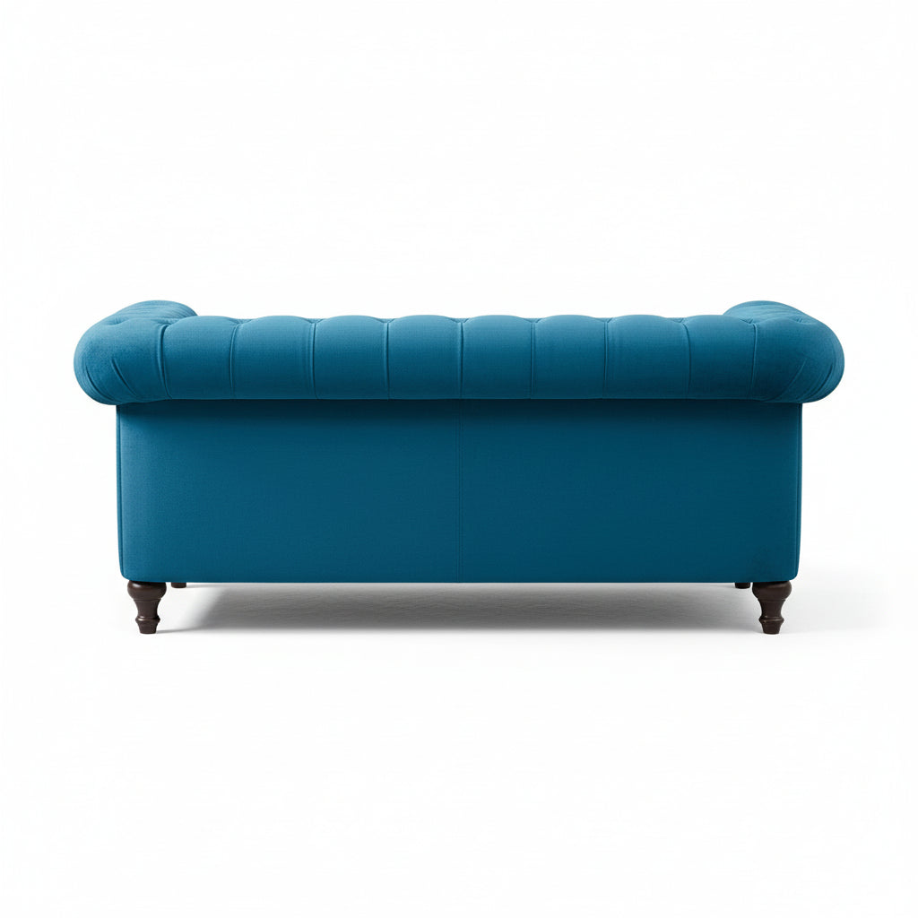 Teal Velvet Upholstered 2 Seater Chesterfield Sofa