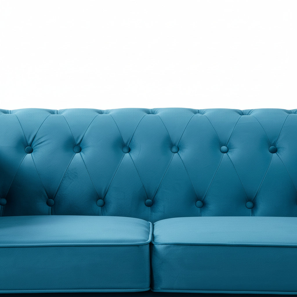 Teal Velvet Upholstered 2 Seater Chesterfield Sofa