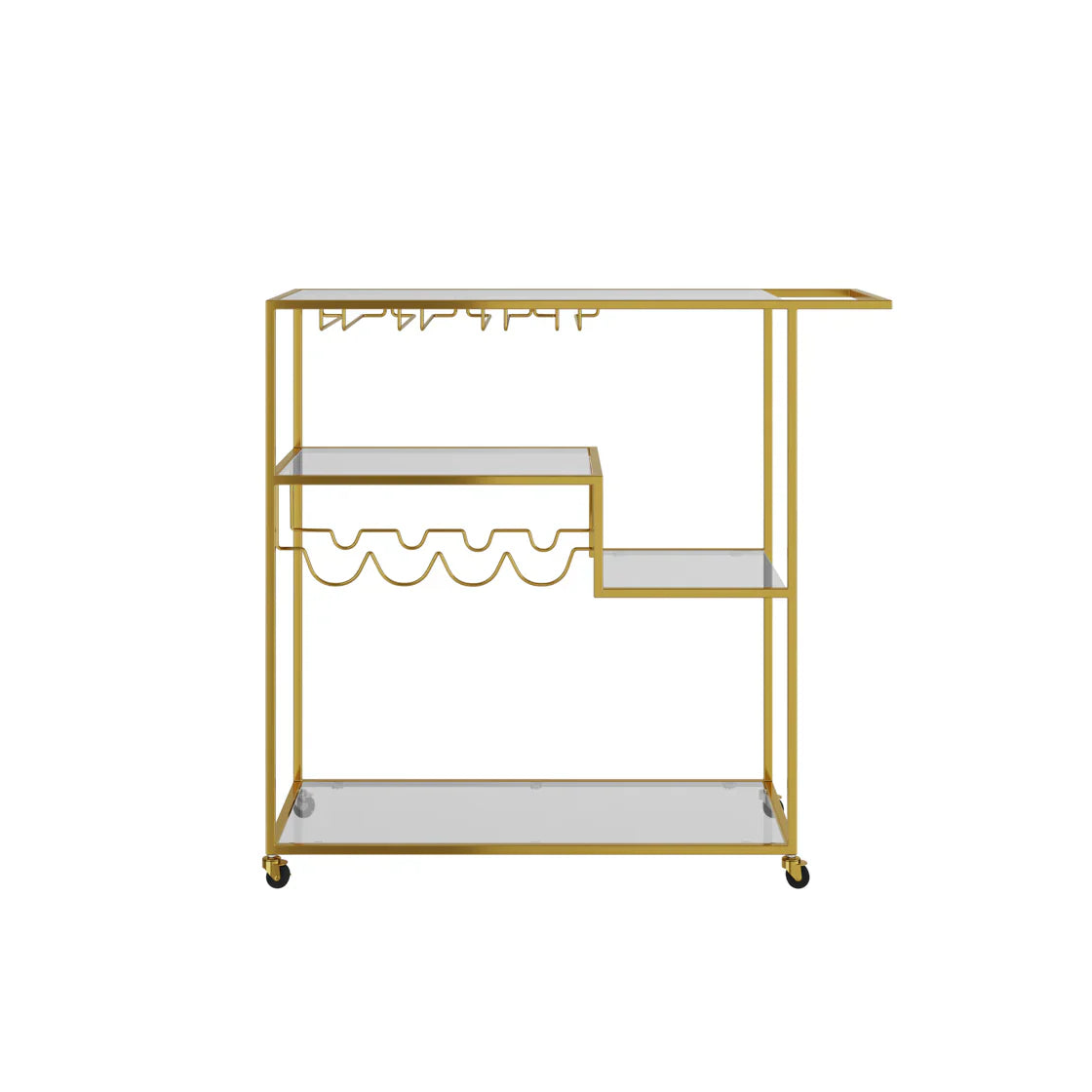 Harry Christian Home Art Deco Gold Drinks Trolley With Racks