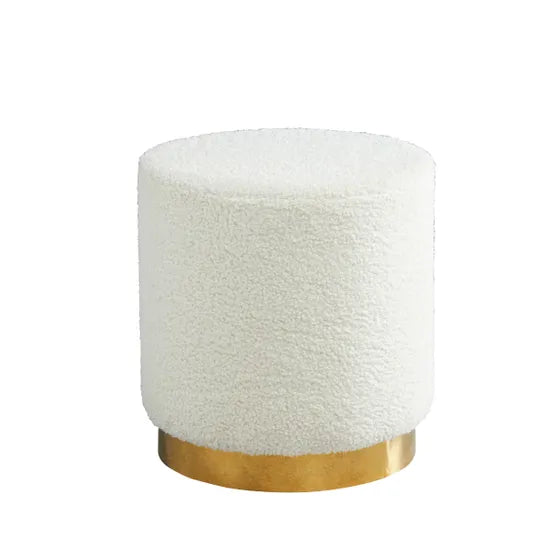 Harry Christian Home Teddy Small Pouffe With Brushed Antique Gold Base