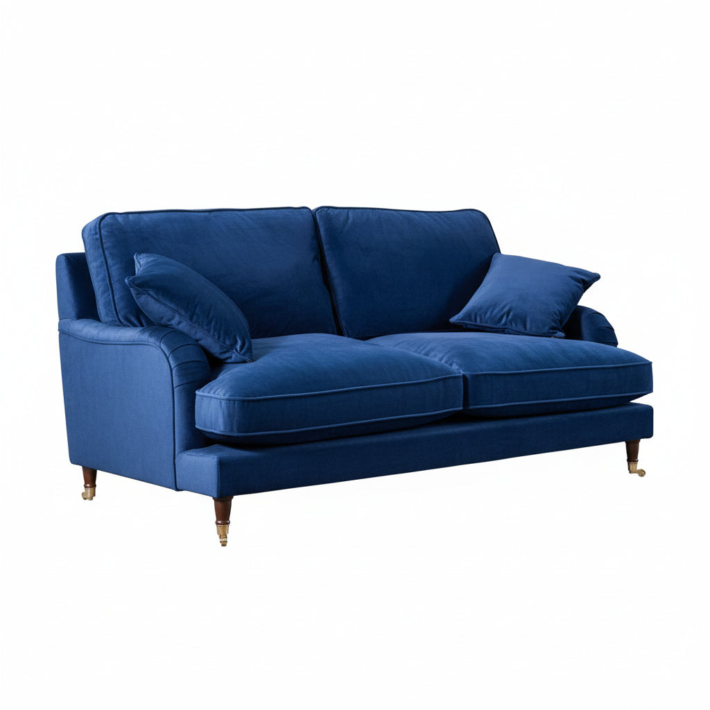 Royal Blue Velvet 3 Seater Sofa