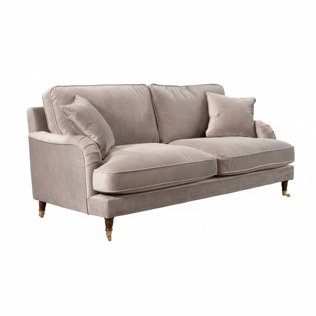 Grey Velvet 3 Seater Sofa