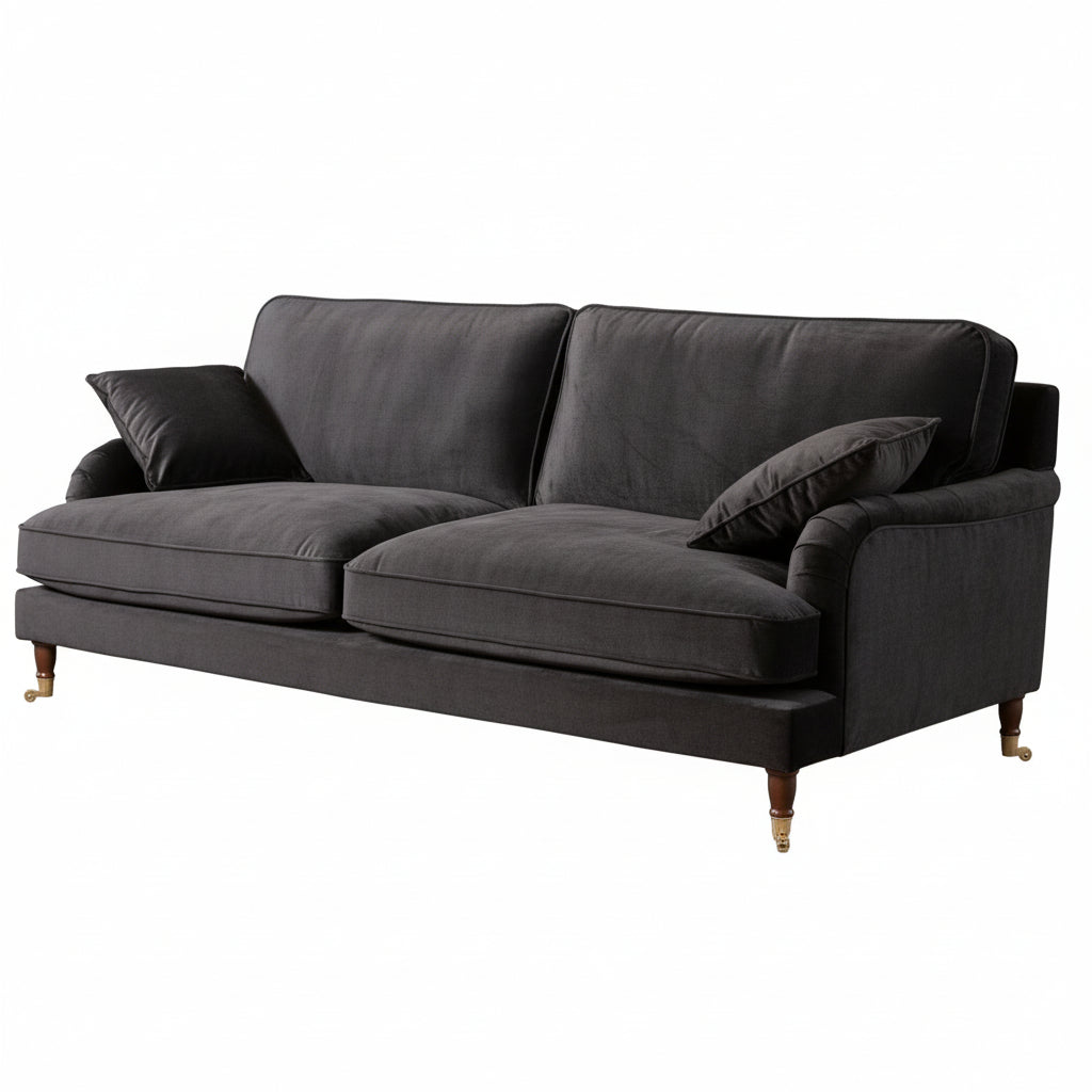 Black Velvet 4 Seater Sofa