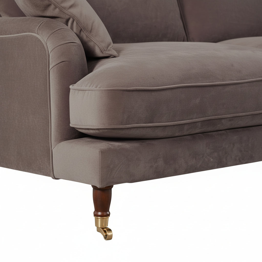 Mole Brown Velvet 4 Seater Sofa