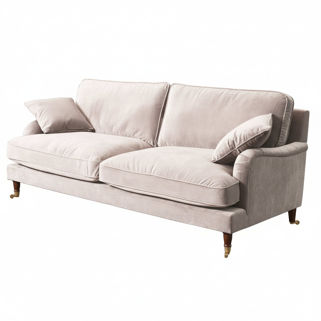 Silver Velvet 4 Seater Sofa