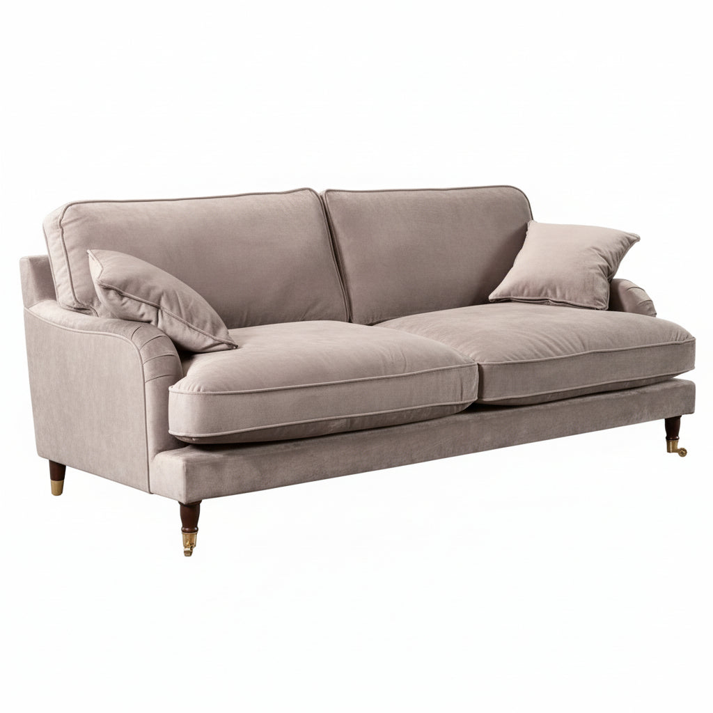 Grey Velvet 4 Seater Sofa