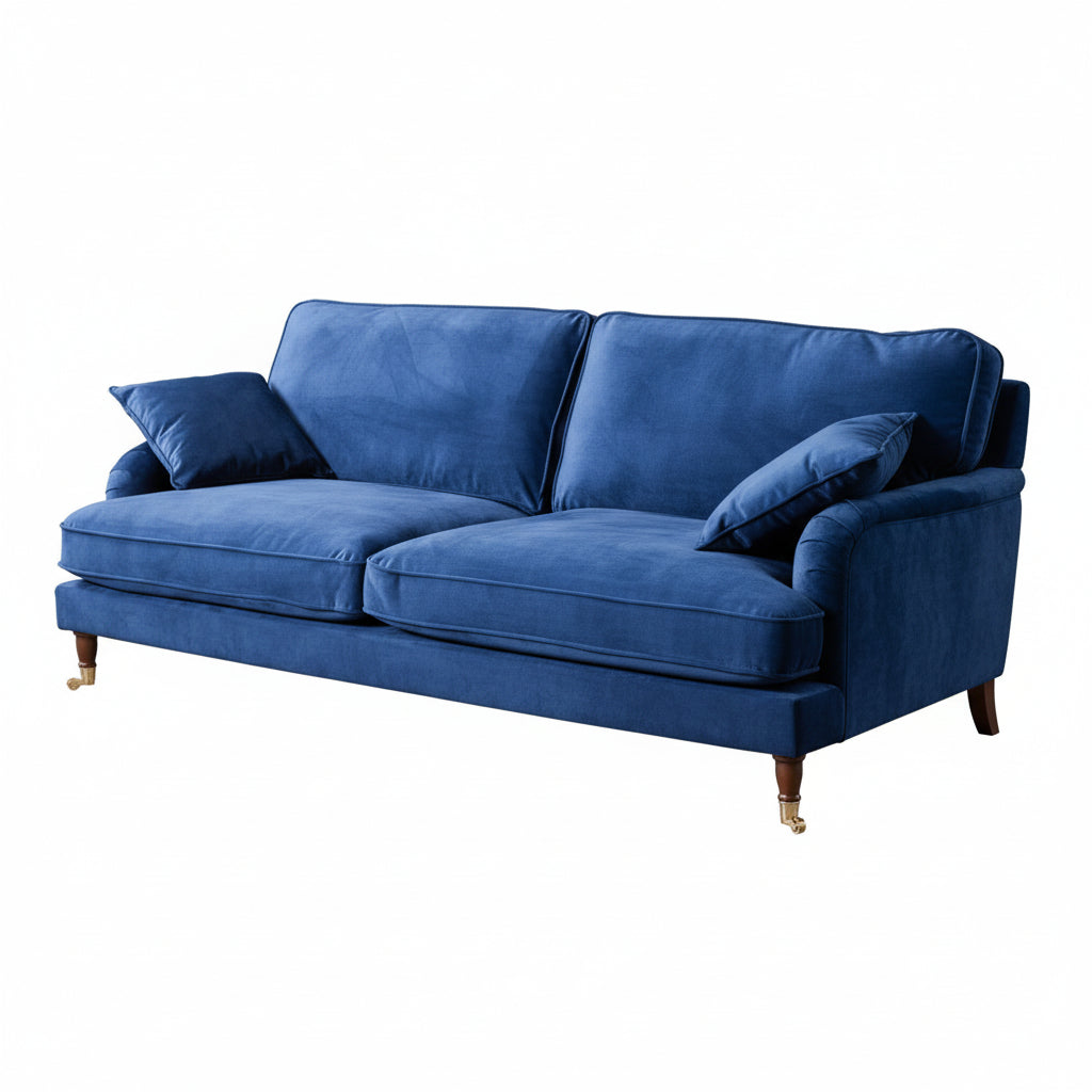 Royal Blue Velvet 4 Seater Sofa