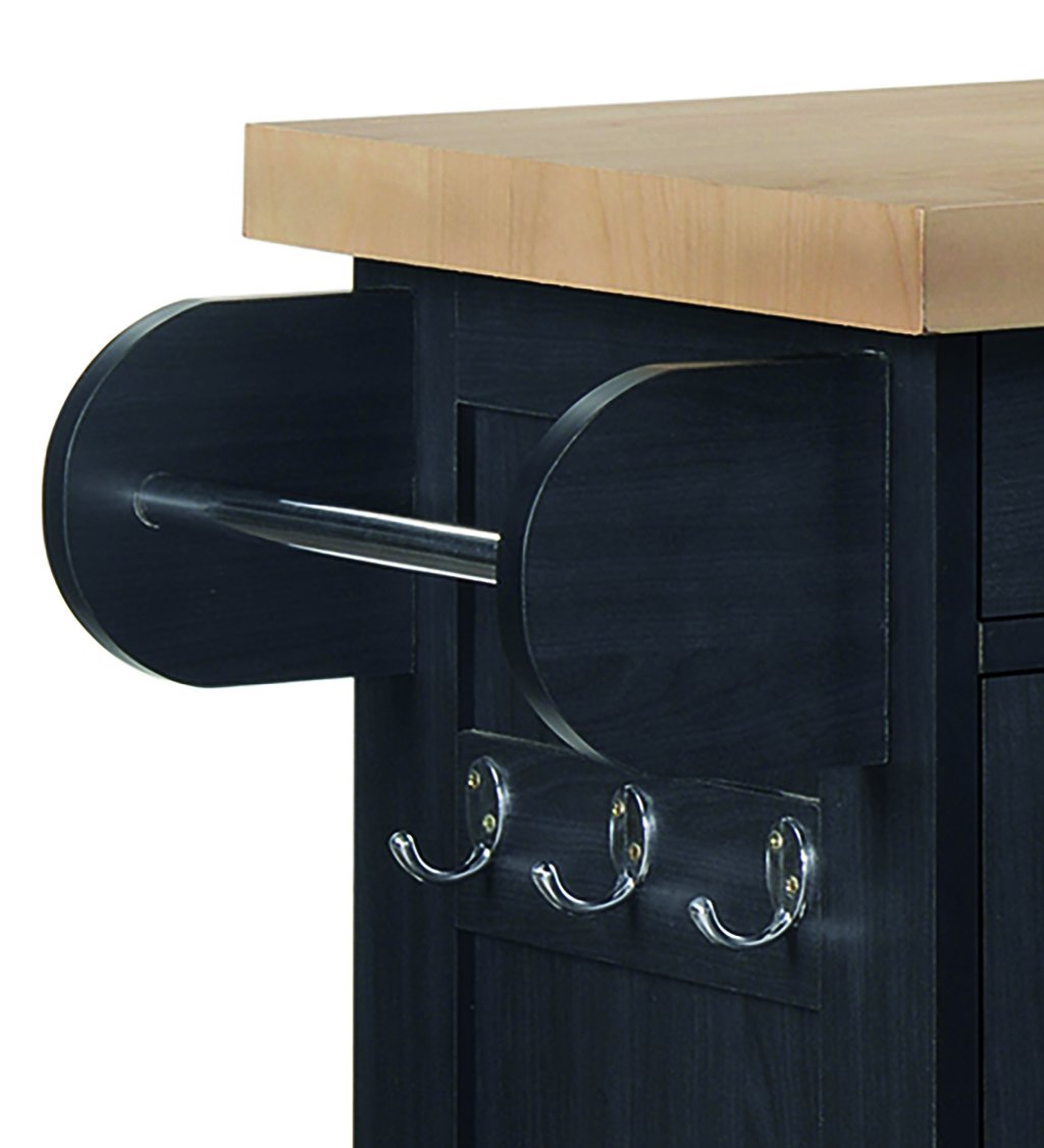 Harry Christian Home Black Kitchen Island With Oak Top