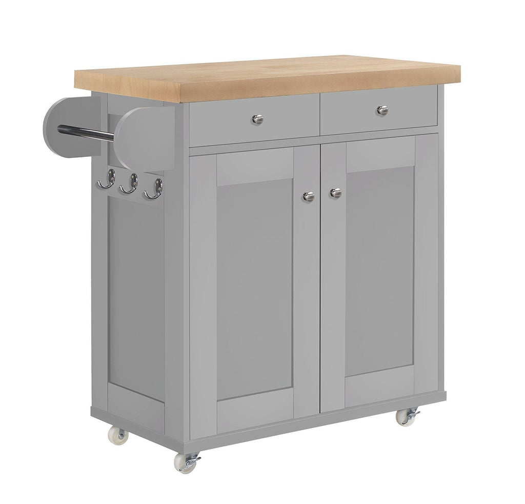 Harry Christian Home Grey Kitchen Island With Oak Top