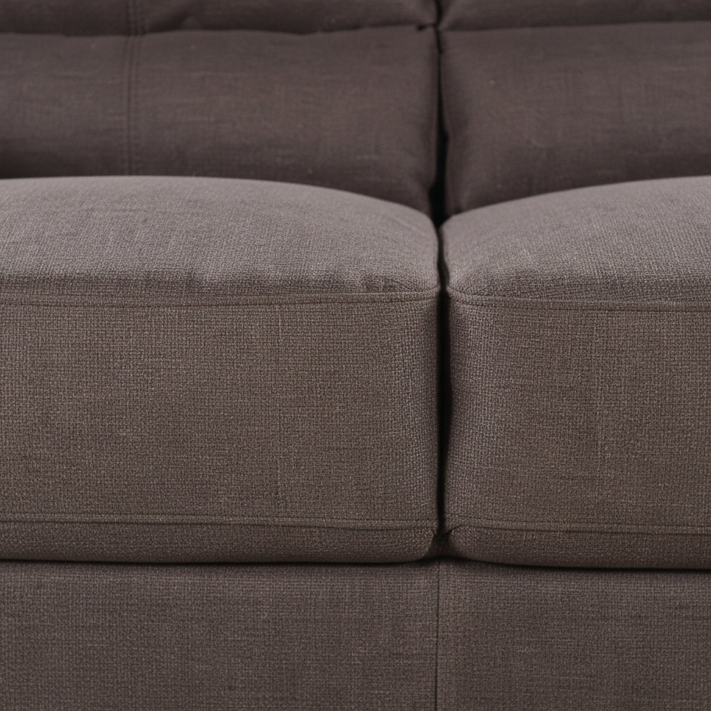 Dark Brown Woven Fabric 2 Seater Sofa