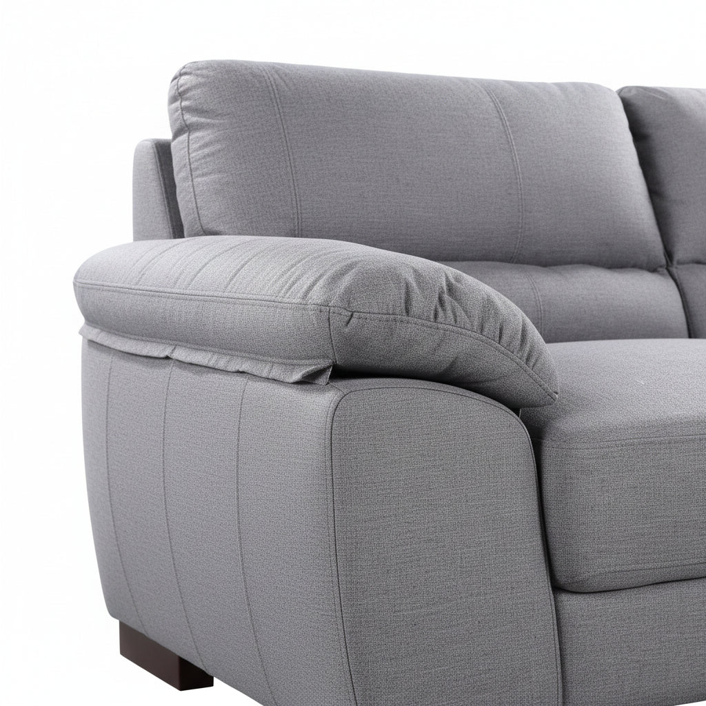 Grey Woven Fabric 3 Seater Sofa