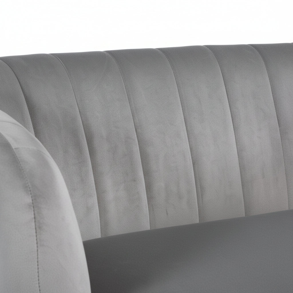 Grey Velvet Armchair with Gold Legs