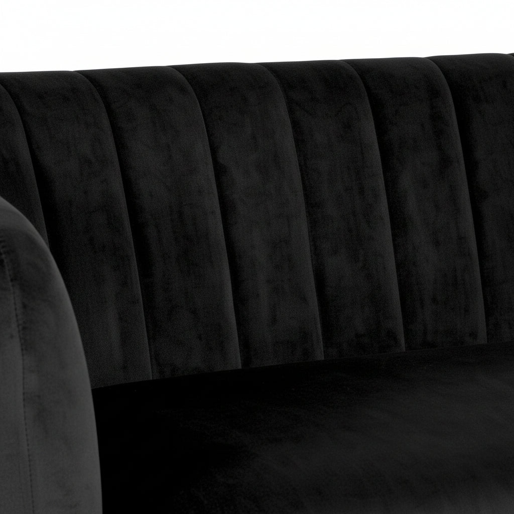 Black Velvet 2 Seater Sofa with Gold Legs