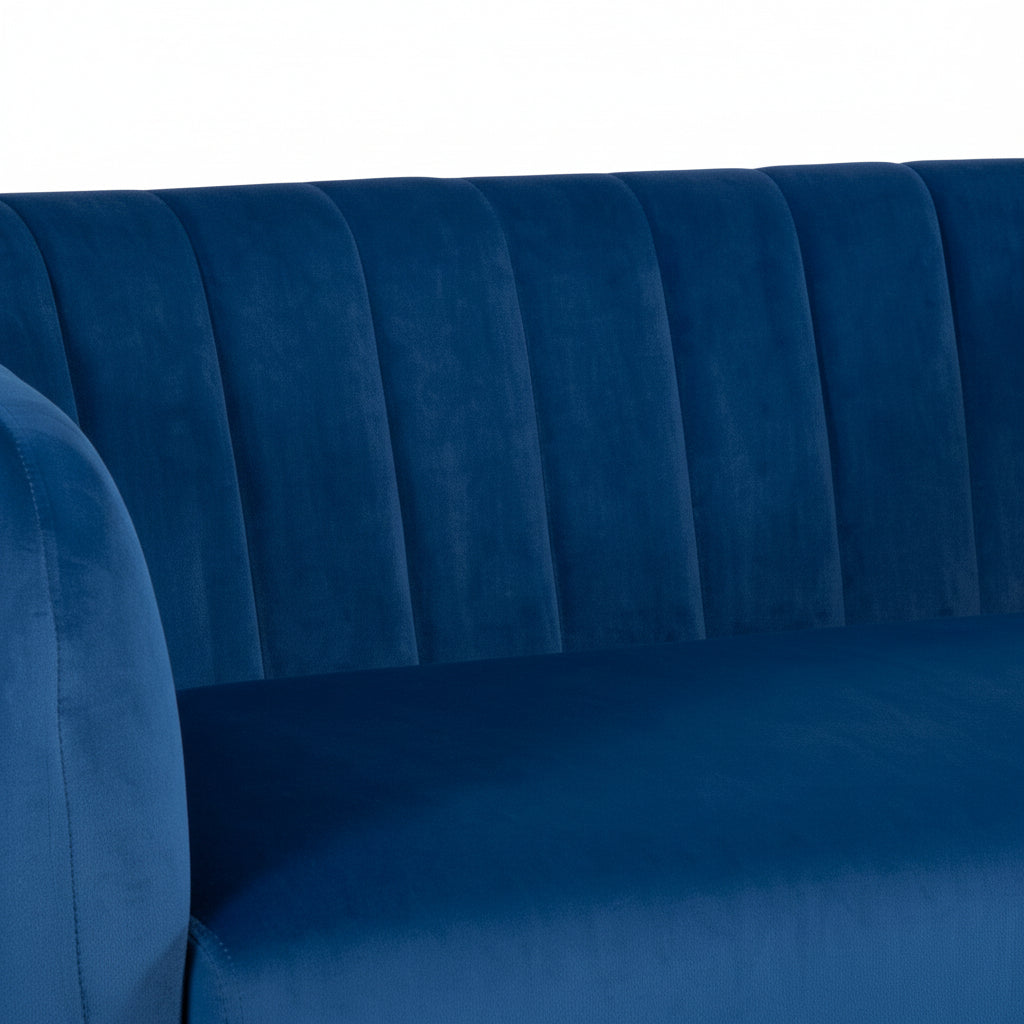Blue Velvet 2 Seater Sofa with Gold Legs