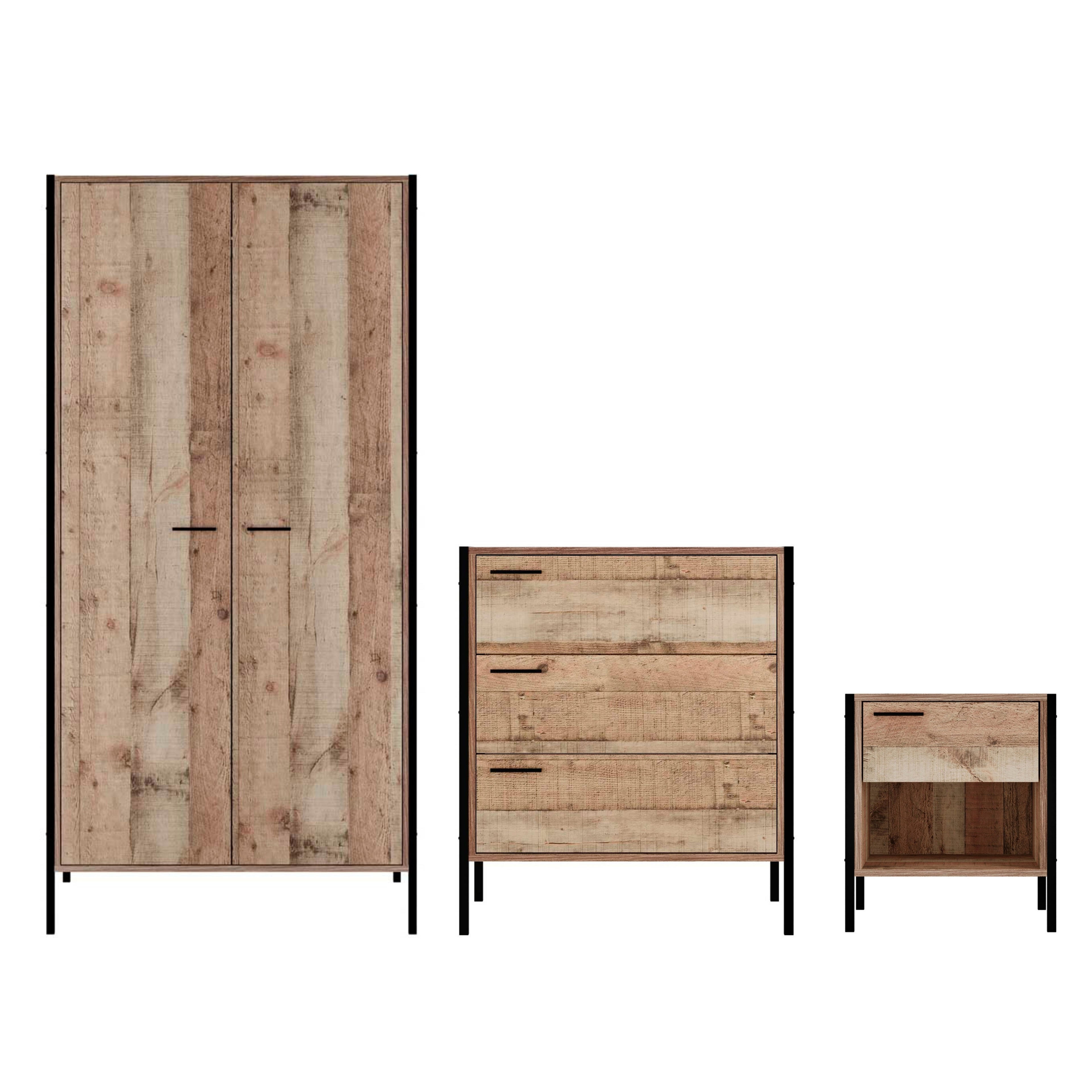 Harry Christian Home Industrial Style Bedroom Furniture Set