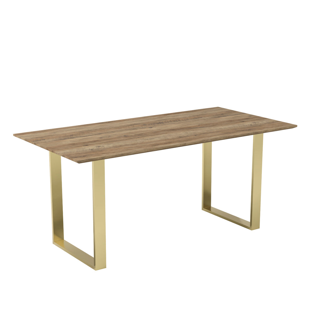 Harry Christian Home Russet Wood & Gold Frame Dining Table