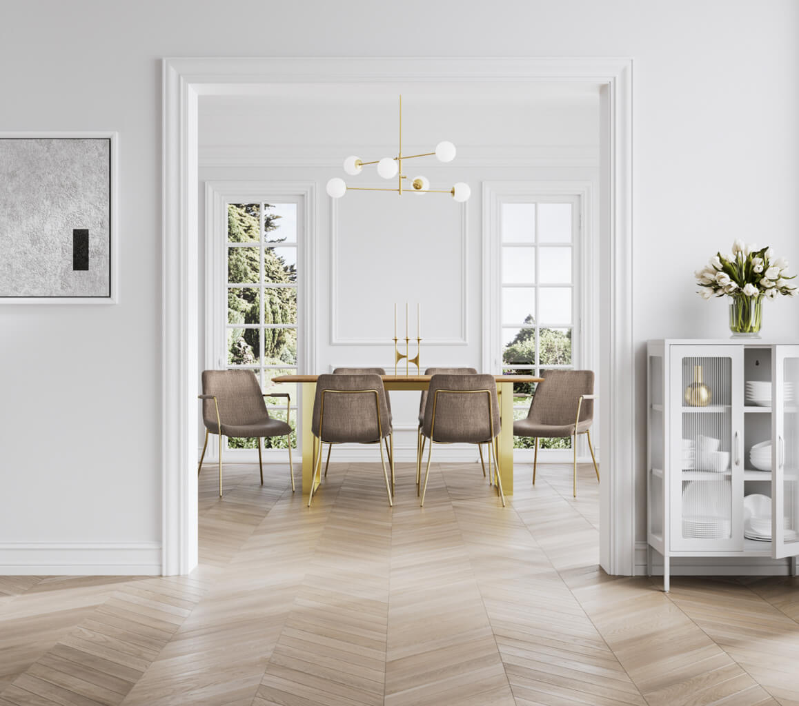 Harry Christian Home Russet Wood & Gold Frame Dining Table