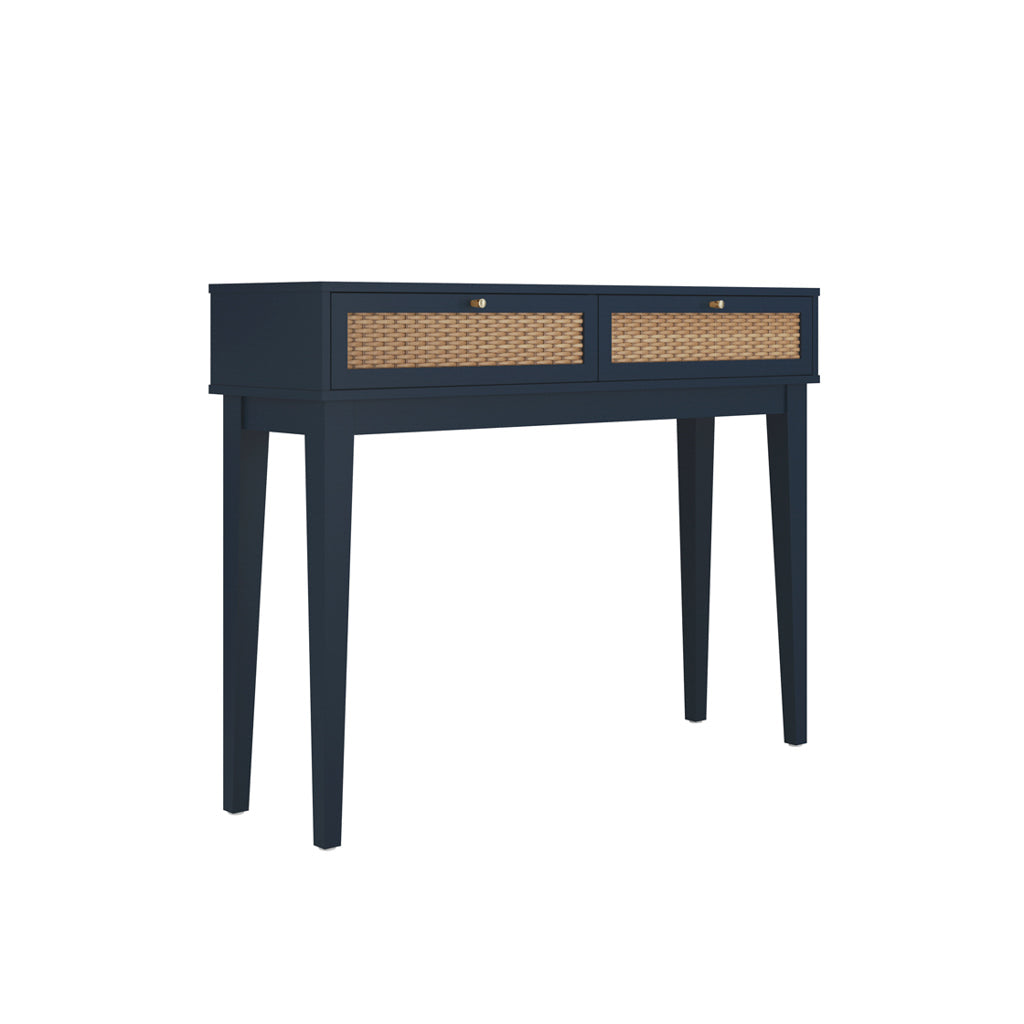 Harry Christian Home Blue & Rattan Dressing Table