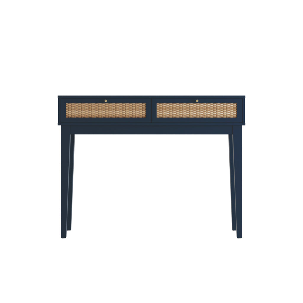 Harry Christian Home Blue & Rattan Dressing Table