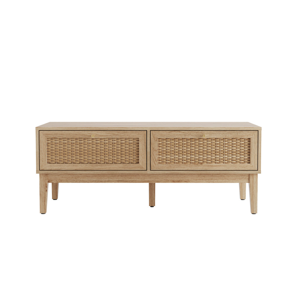 Harry Christian Home Oak & Rattan Coffee Table