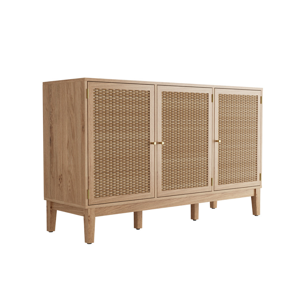 Harry Christian Home Oak & Rattan Front Large Sideboard