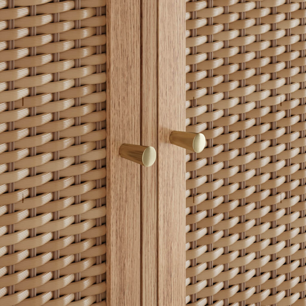 Harry Christian Home Oak & Rattan Front Large Sideboard