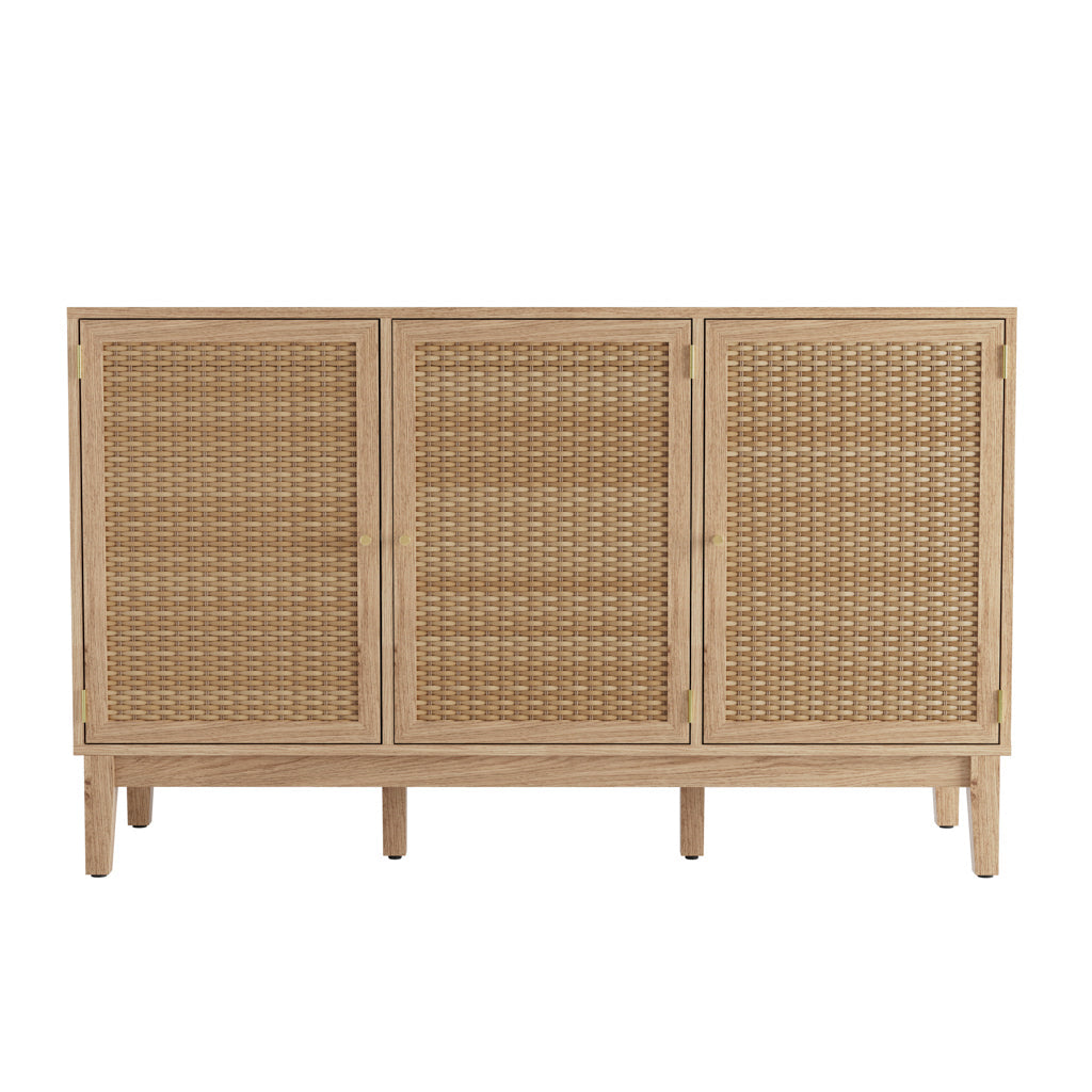 Harry Christian Home Oak & Rattan Front Large Sideboard