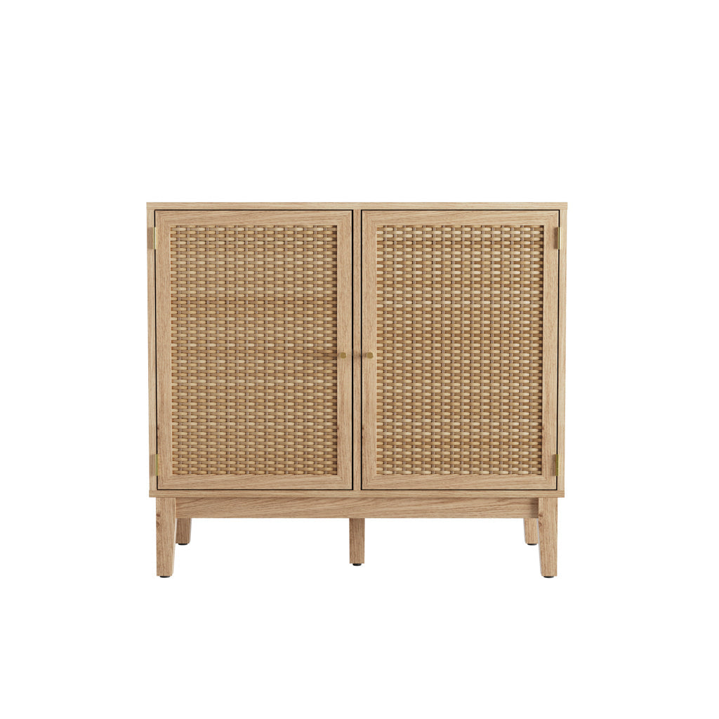 Harry Christian Home Oak & Rattan Small Sideboard