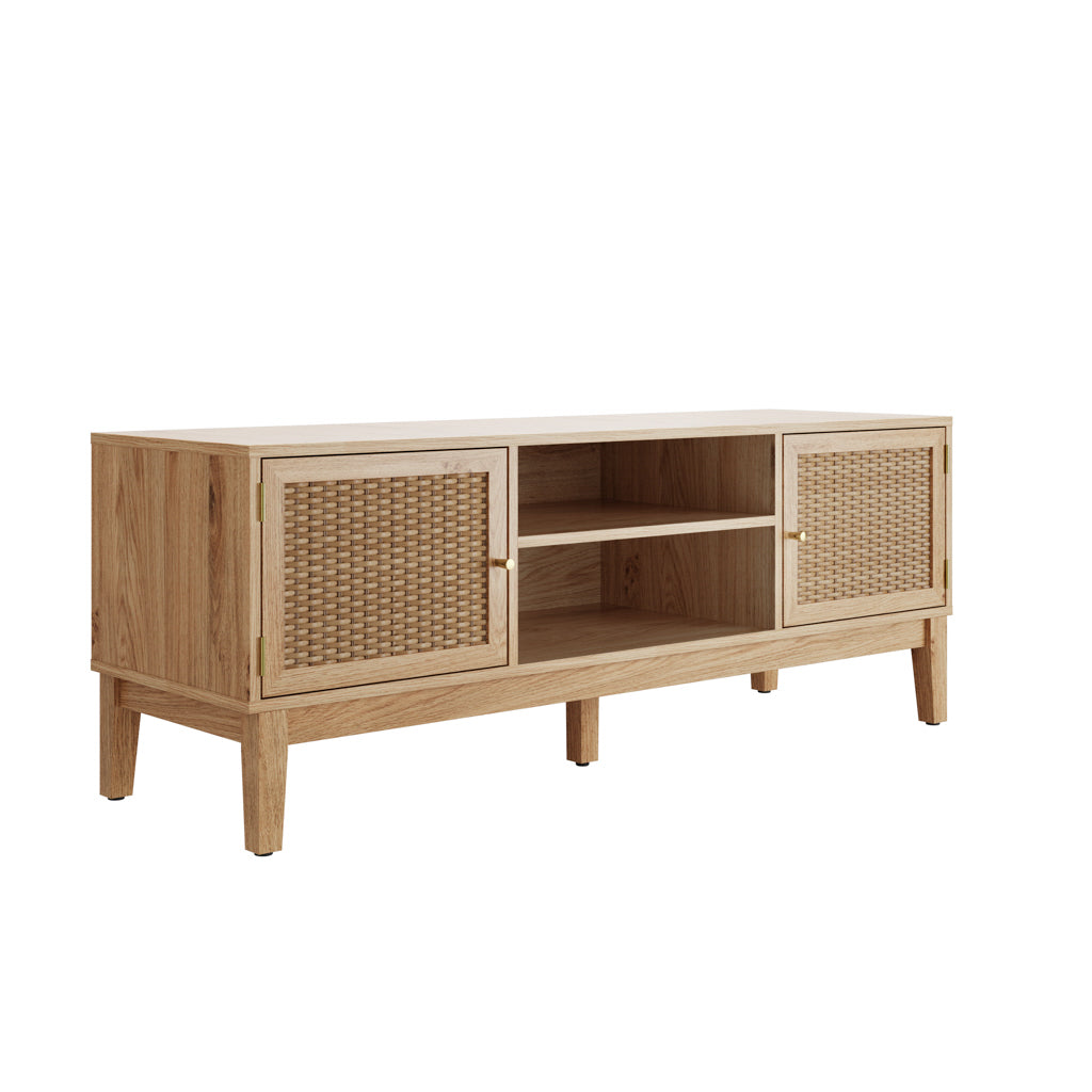 Harry Christian Home Oak and Rattan TV Unit