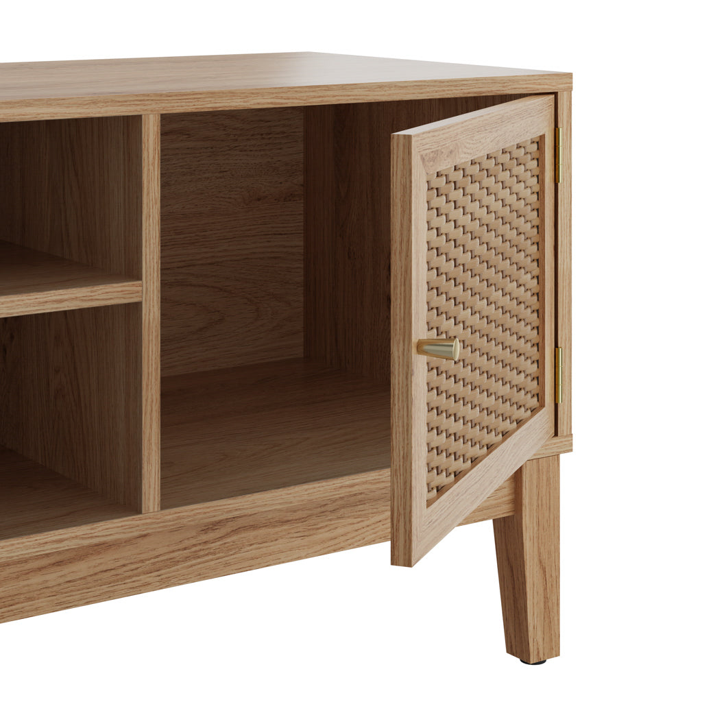 Harry Christian Home Oak and Rattan TV Unit