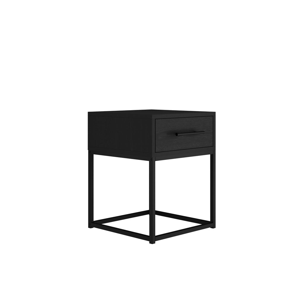Harry Christian Home Black Modern Sleek Bedside Cabinet
