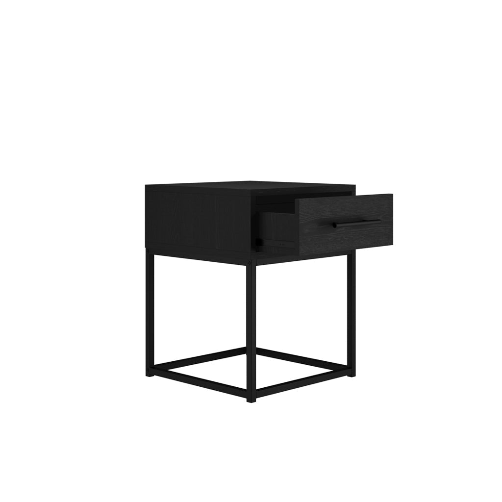 Harry Christian Home Black Modern Sleek Bedside Cabinet