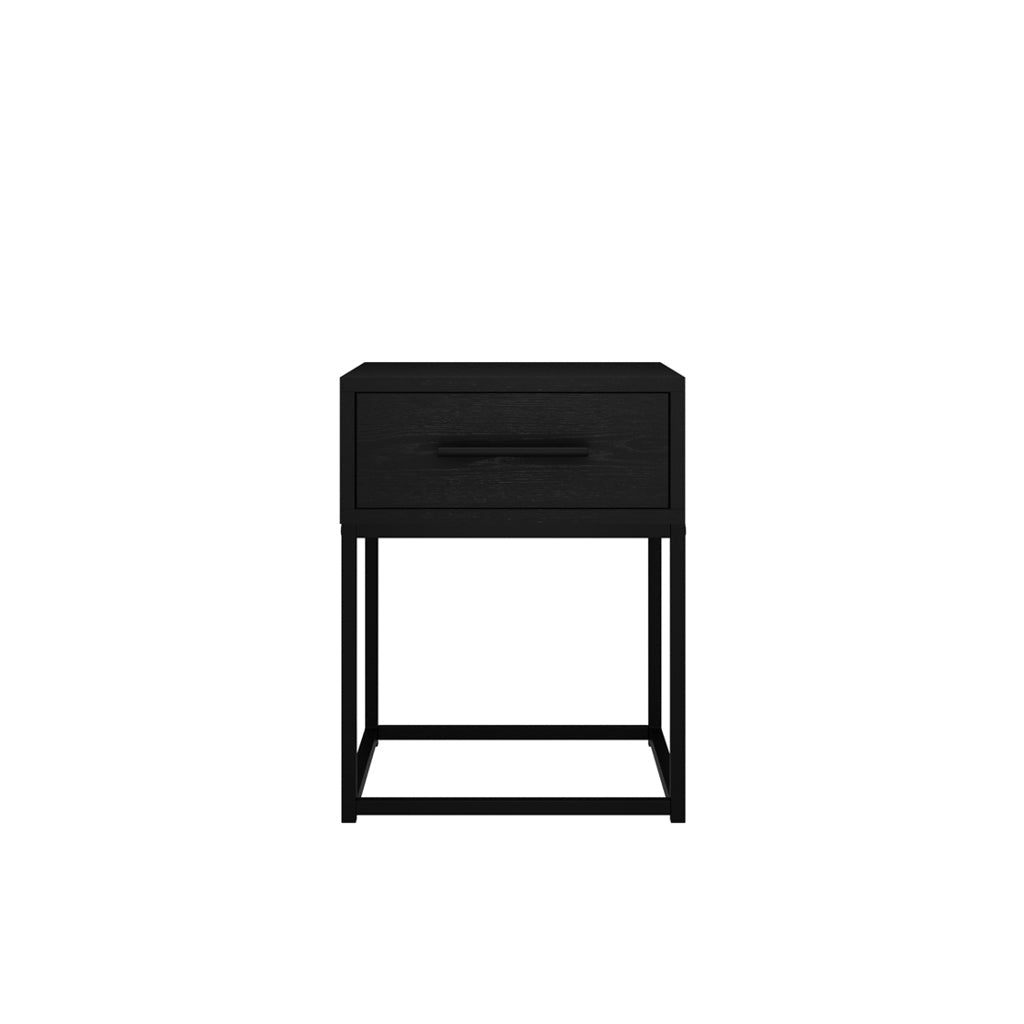 Harry Christian Home Black Modern Sleek Bedside Cabinet