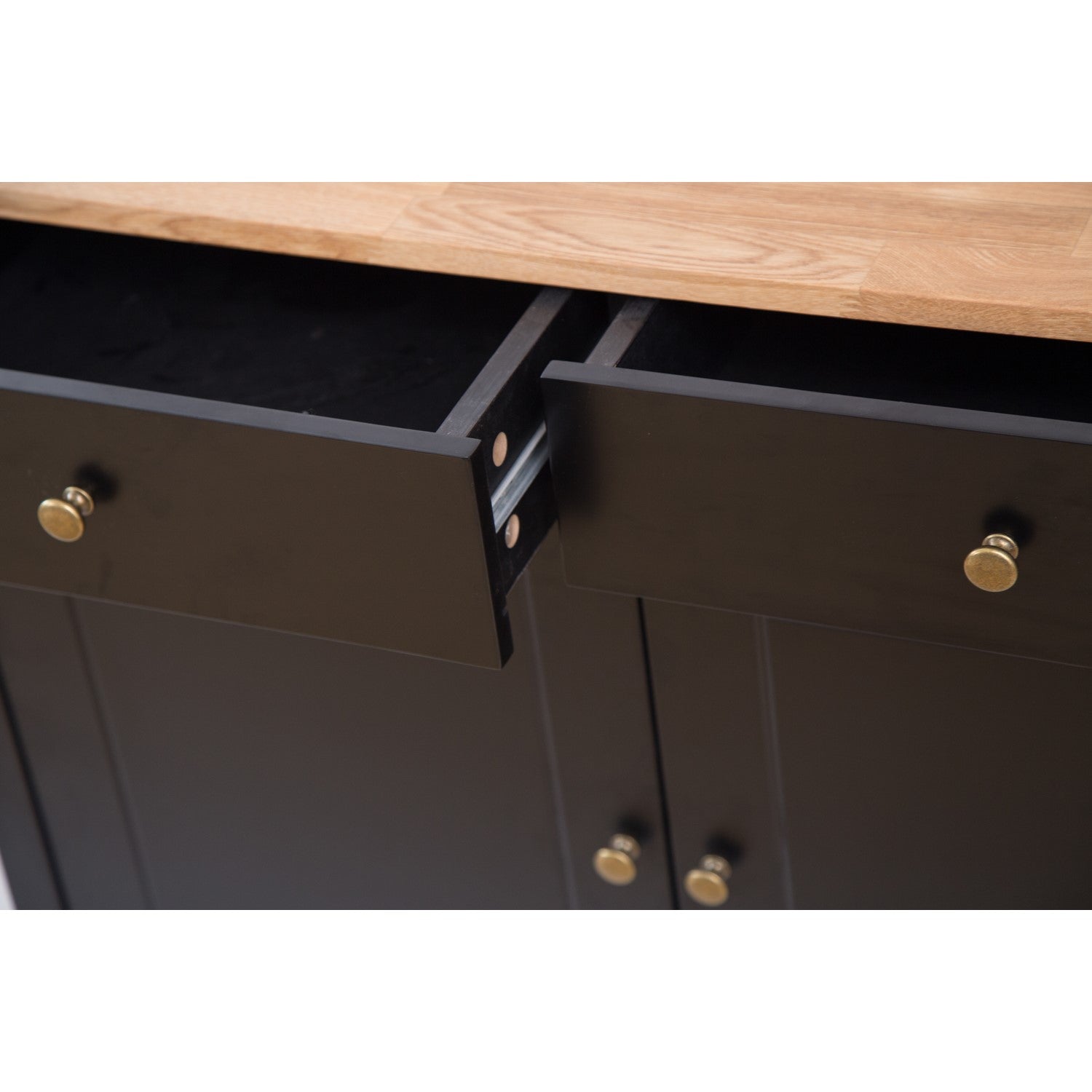 Harry Christian Home Industrial Sideboard 2 Doors & 2 Drawers Black Frame-Oiled Wood