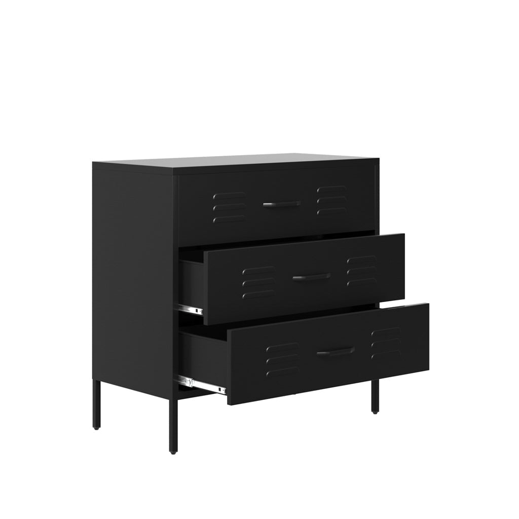 Harry Christian Home Black Metal Industrial Style Chest Of Drawers