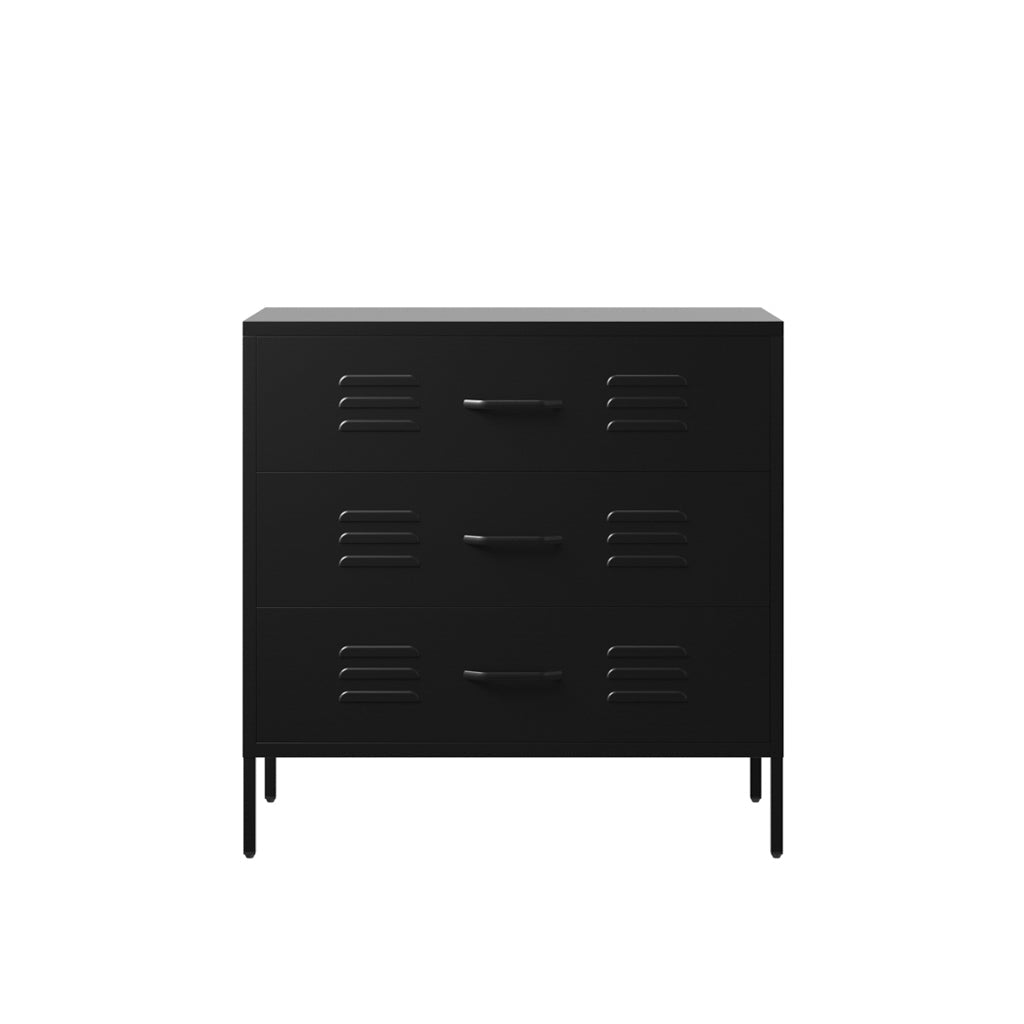 Harry Christian Home Black Metal Industrial Style Chest Of Drawers