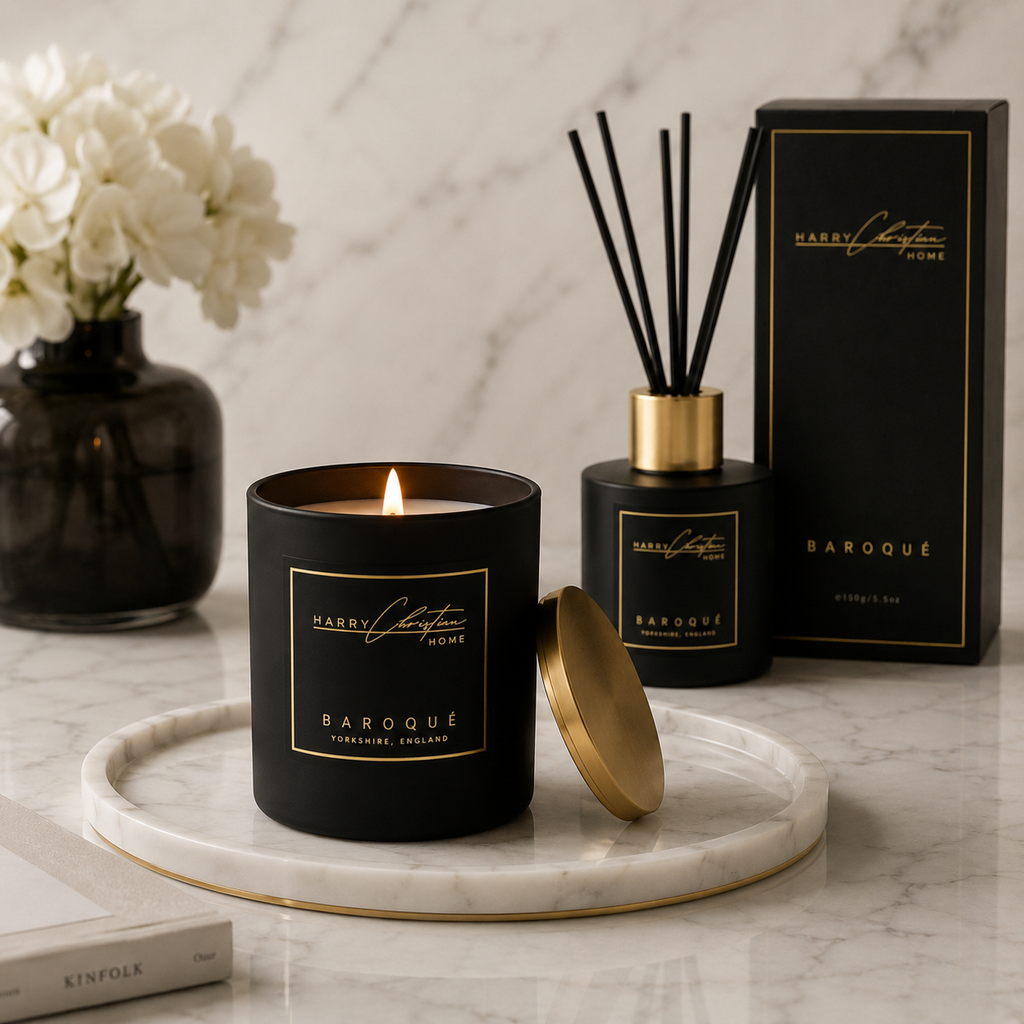 100ml Baroque Honeysuckle Black & Gold Reed Diffuser