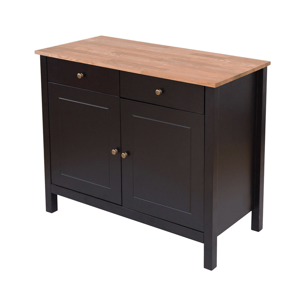 Harry Christian Home Industrial Sideboard 2 Doors & 2 Drawers Black Frame-Oiled Wood