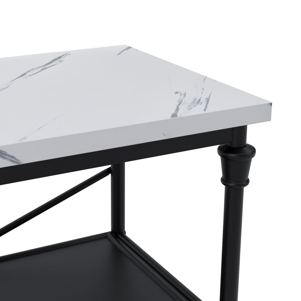 Harry Christian Home White Marble & Black Frame Console Table