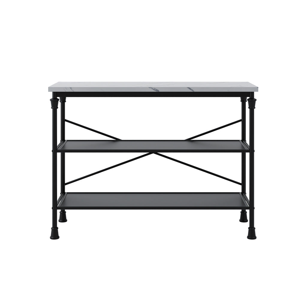 Harry Christian Home White Marble & Black Frame Console Table