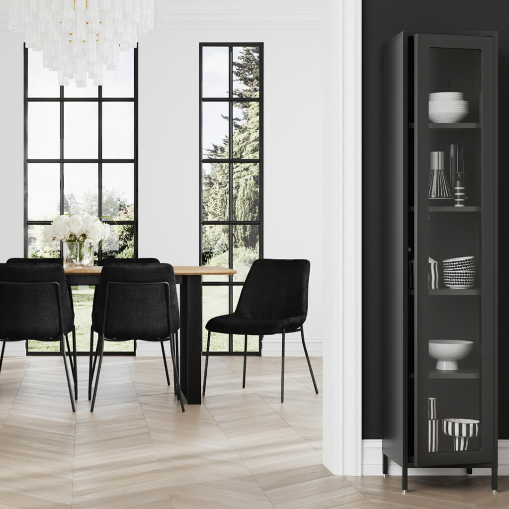 Harry Christian Home Modern Black Tall Thin Cabinet