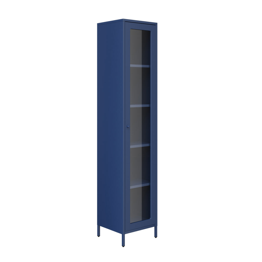 Harry Christian Home Modern Tall Thin Blue Display Cabinet