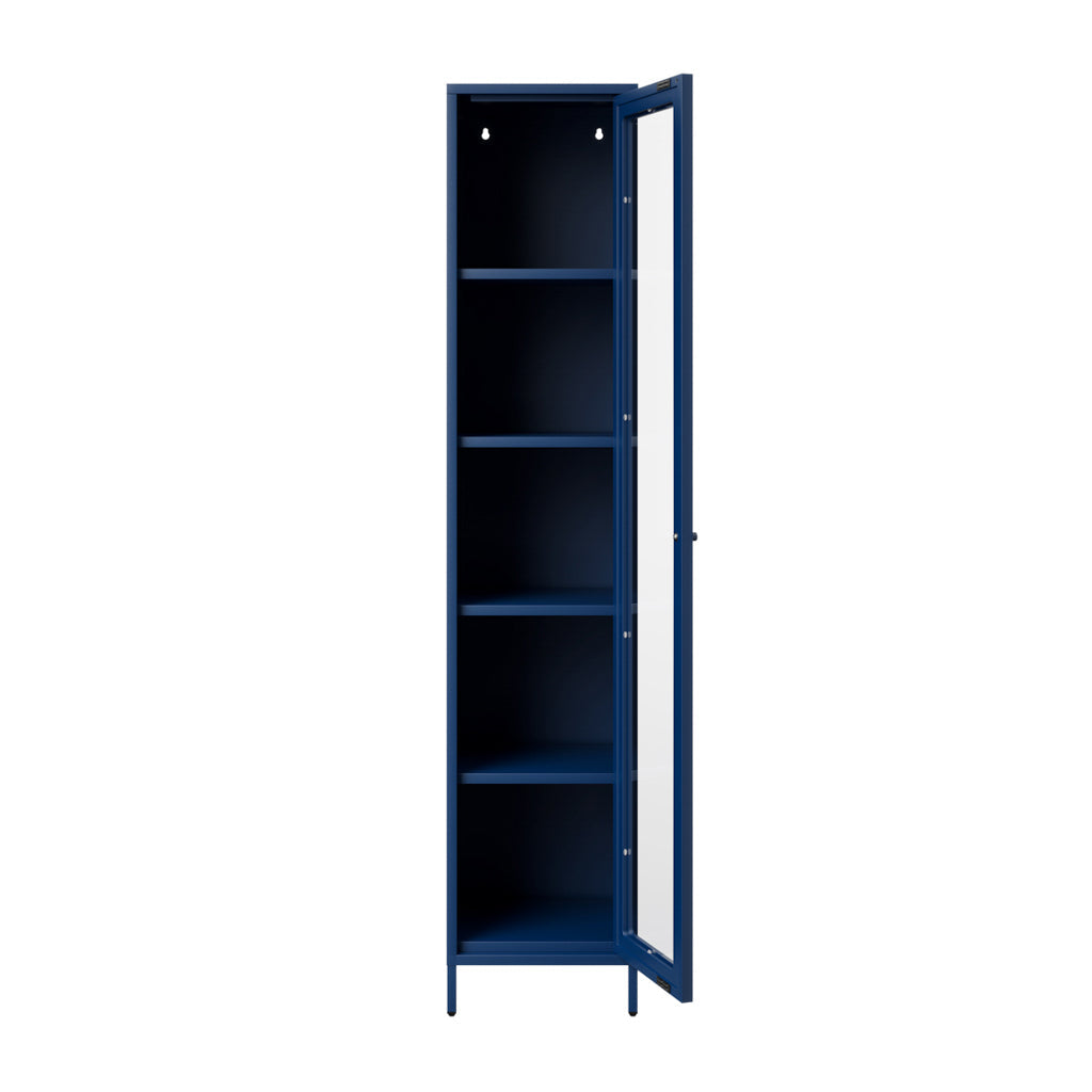 Harry Christian Home Modern Tall Thin Blue Display Cabinet