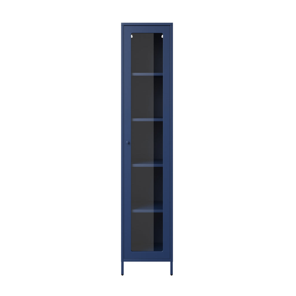 Harry Christian Home Modern Tall Thin Blue Display Cabinet