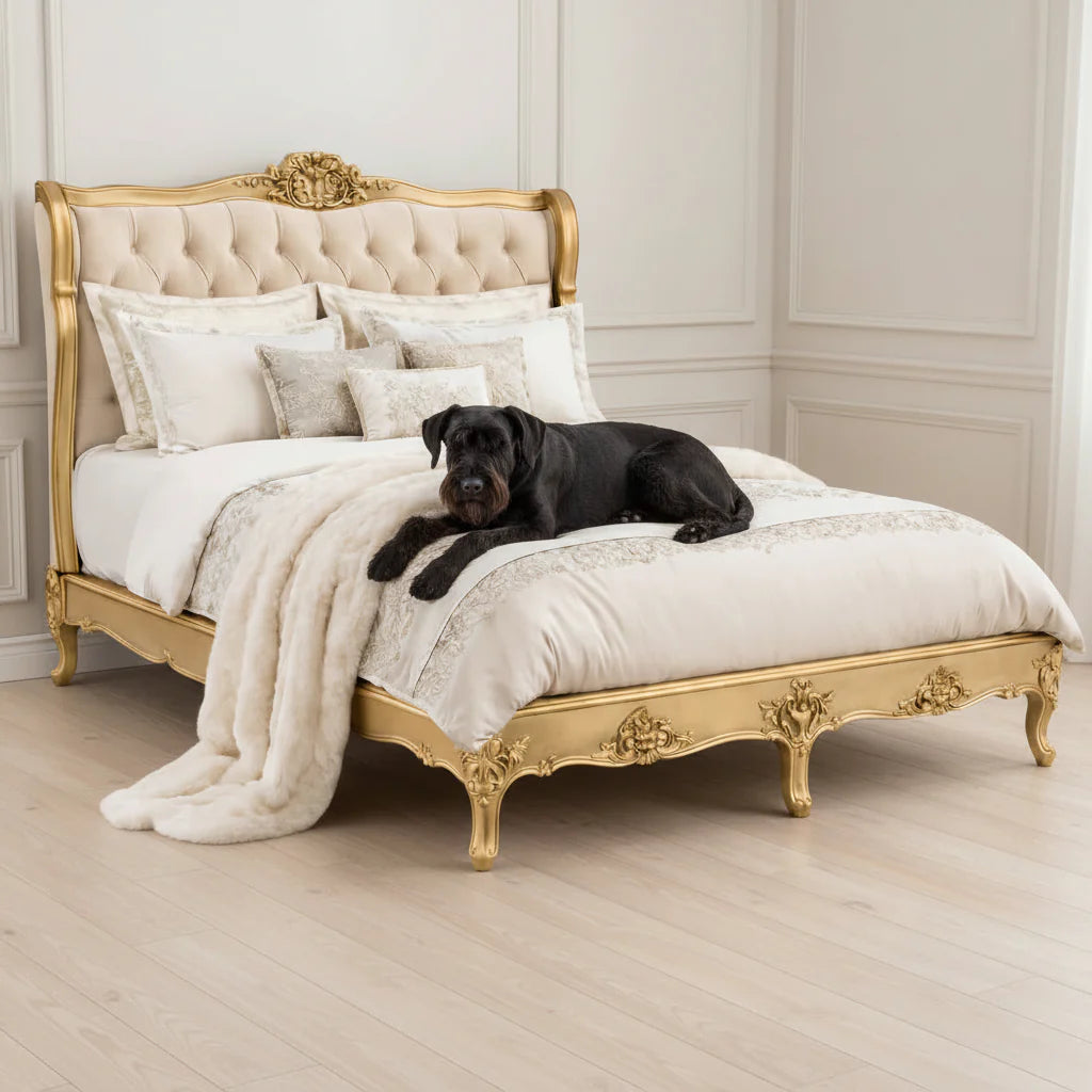 Versailles Gold Gilt Ornate Curved Bed Kingsize